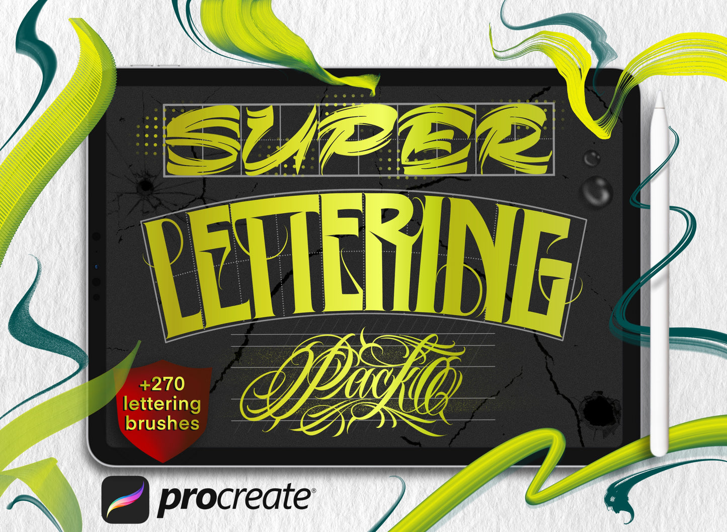 Super Lettering Pack – Over 270 Professional Brushes for Procreate