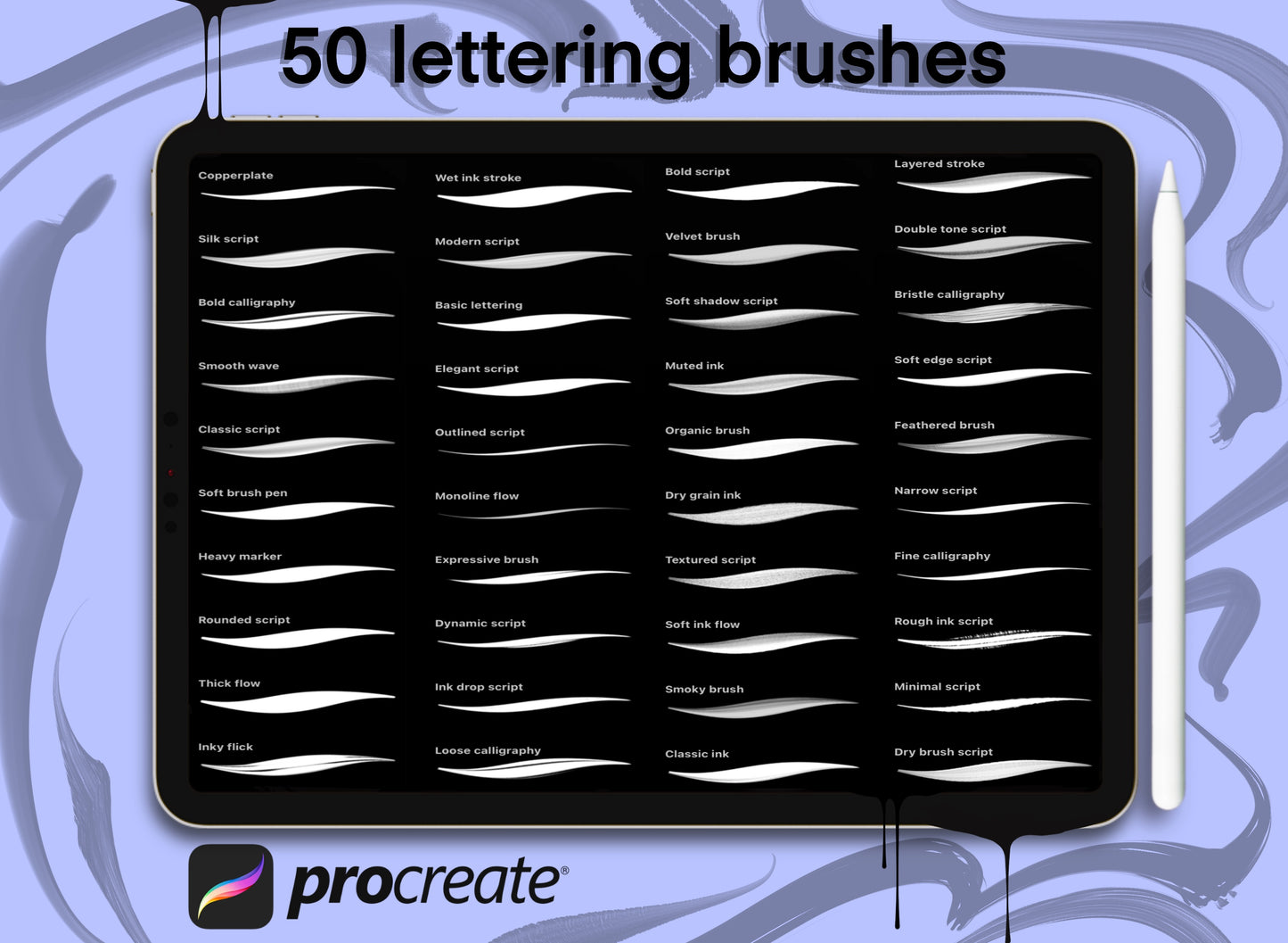 Lettering brushes for Procreate