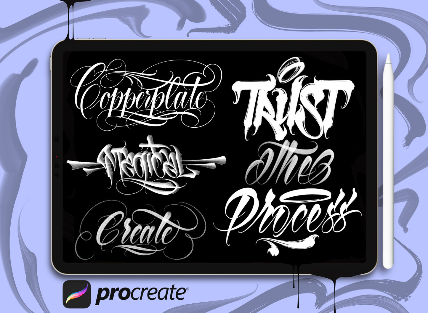 Lettering brushes for Procreate