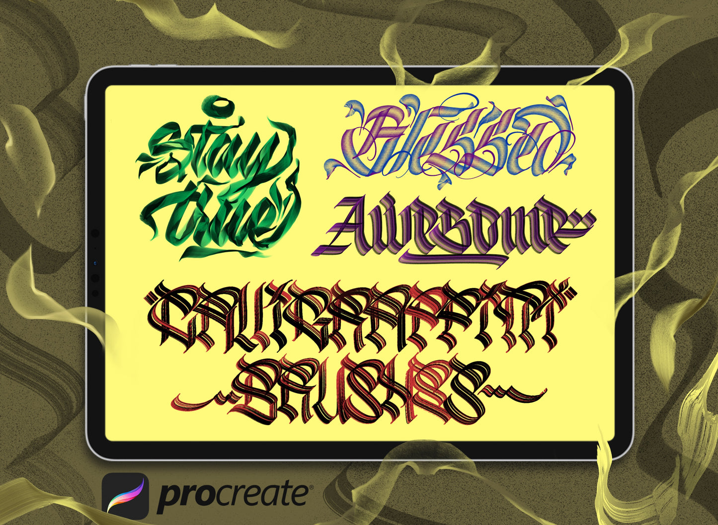 Blackletter calligraphy brushes for procreate