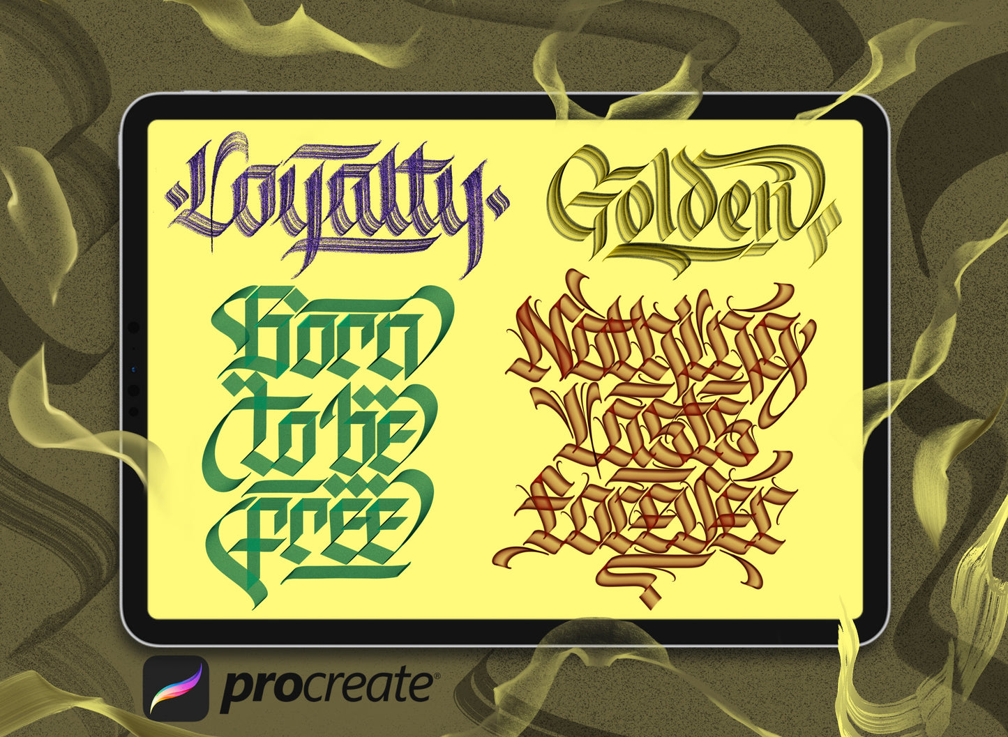 Blackletter calligraphy brushes for procreate