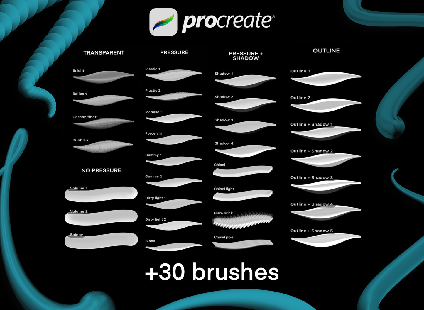 Lettering 3D brushes for procreate