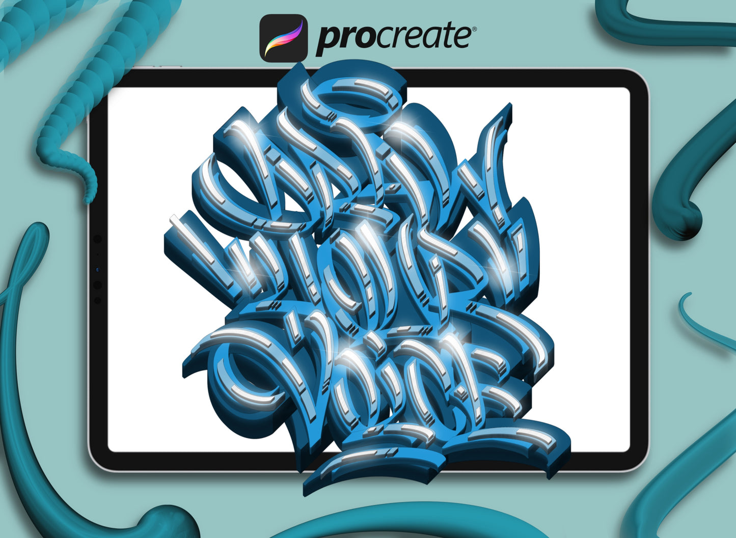 Lettering 3D brushes for procreate