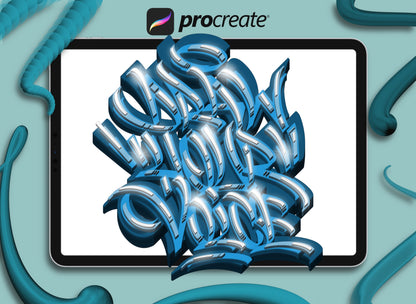 Lettering 3D brushes for procreate