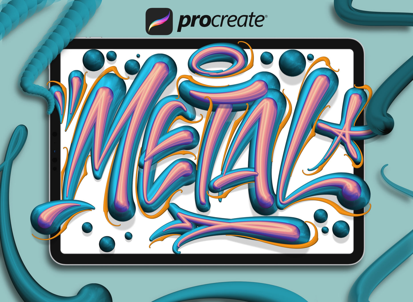 Lettering 3D brushes for procreate