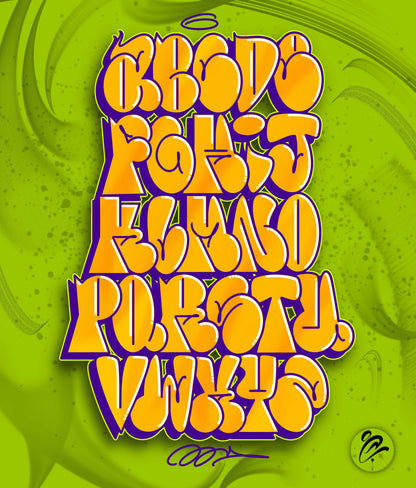 Yellow text on a green background 