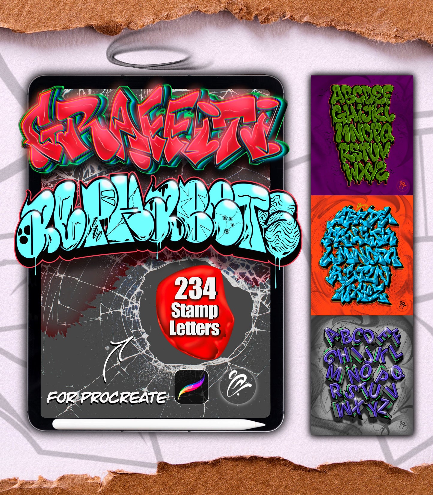 Graffiti-alphabets brushset for Procreate
