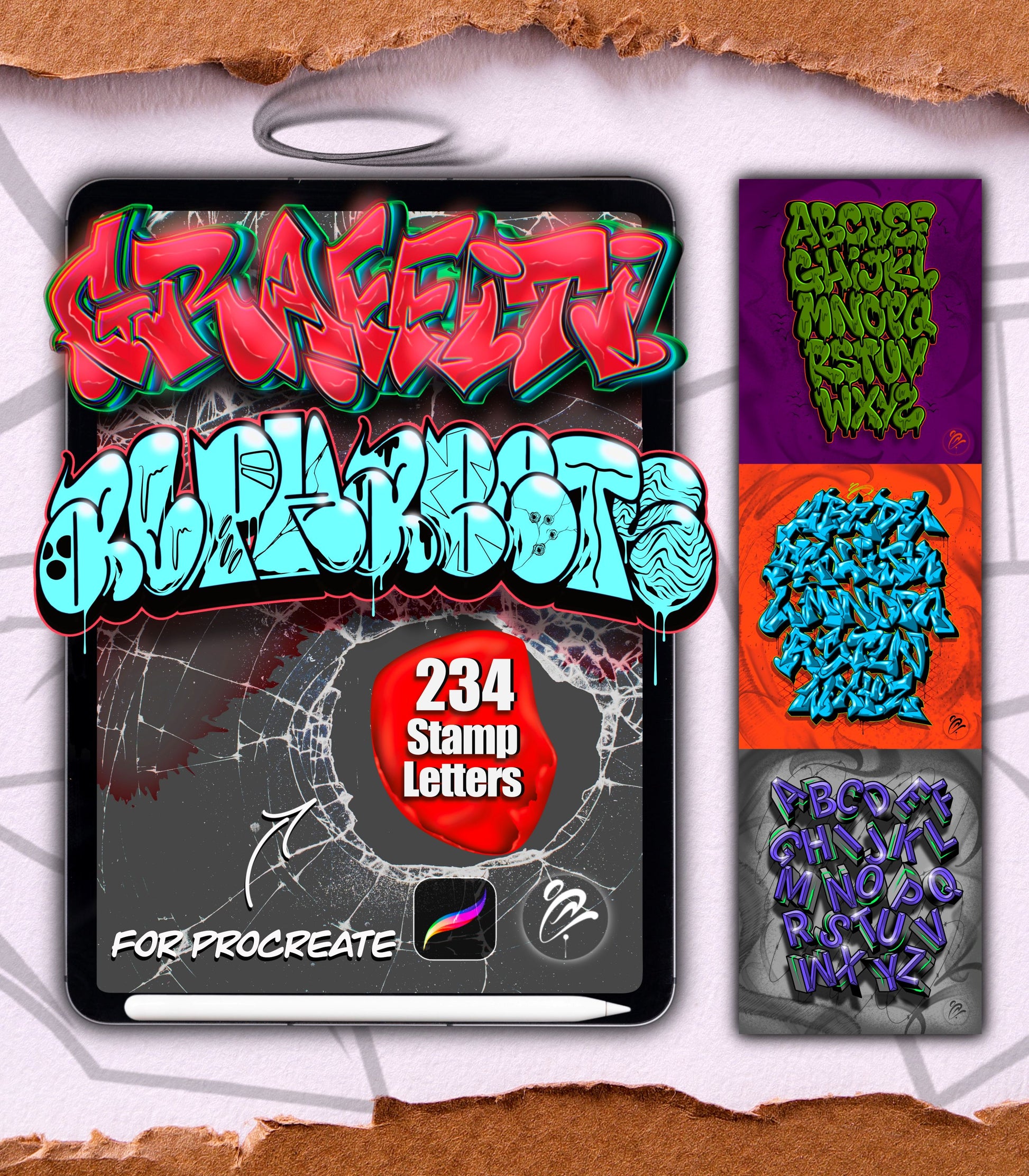 Graffiti-alphabets brushset for Procreate